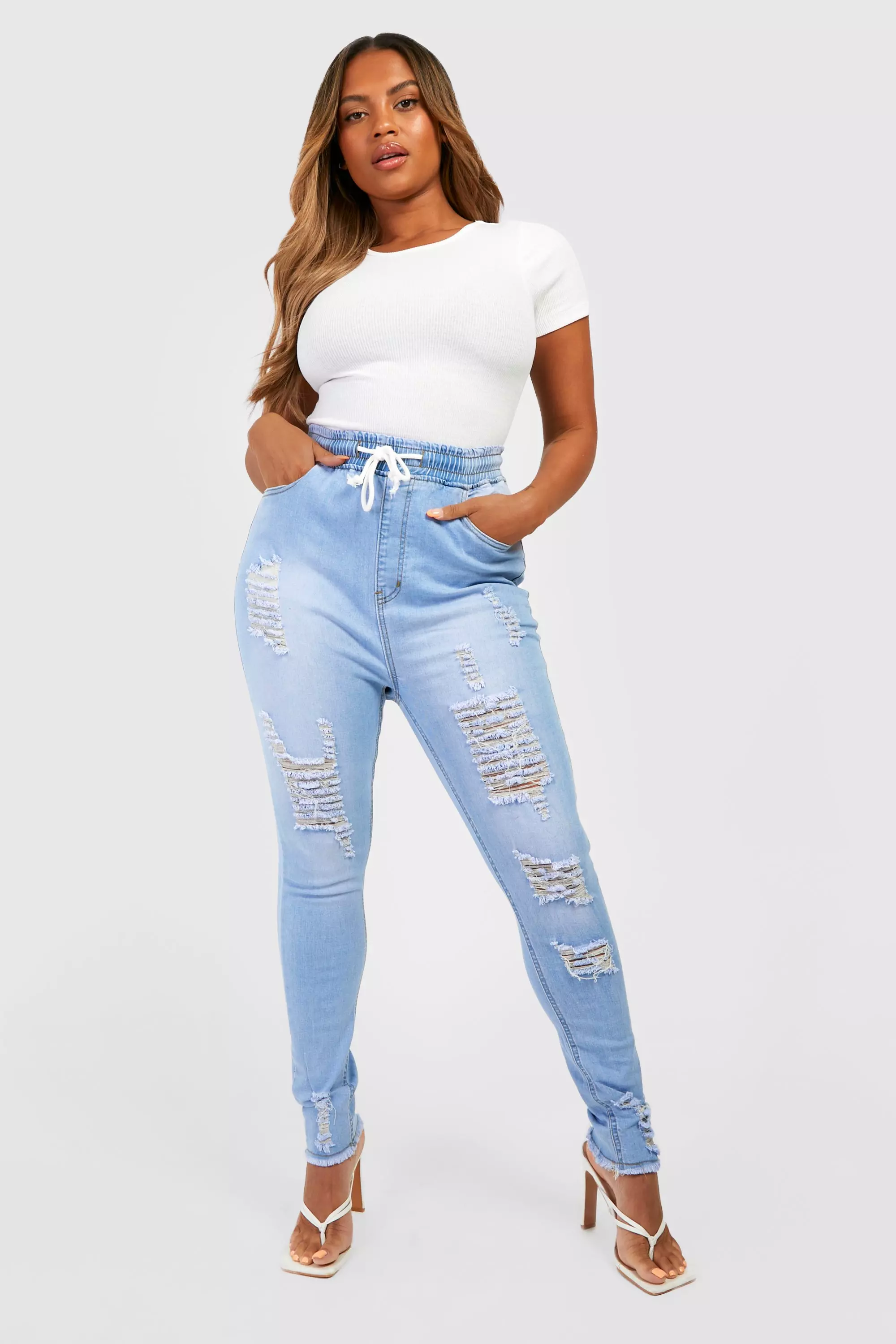 White plus store size ripped jeans